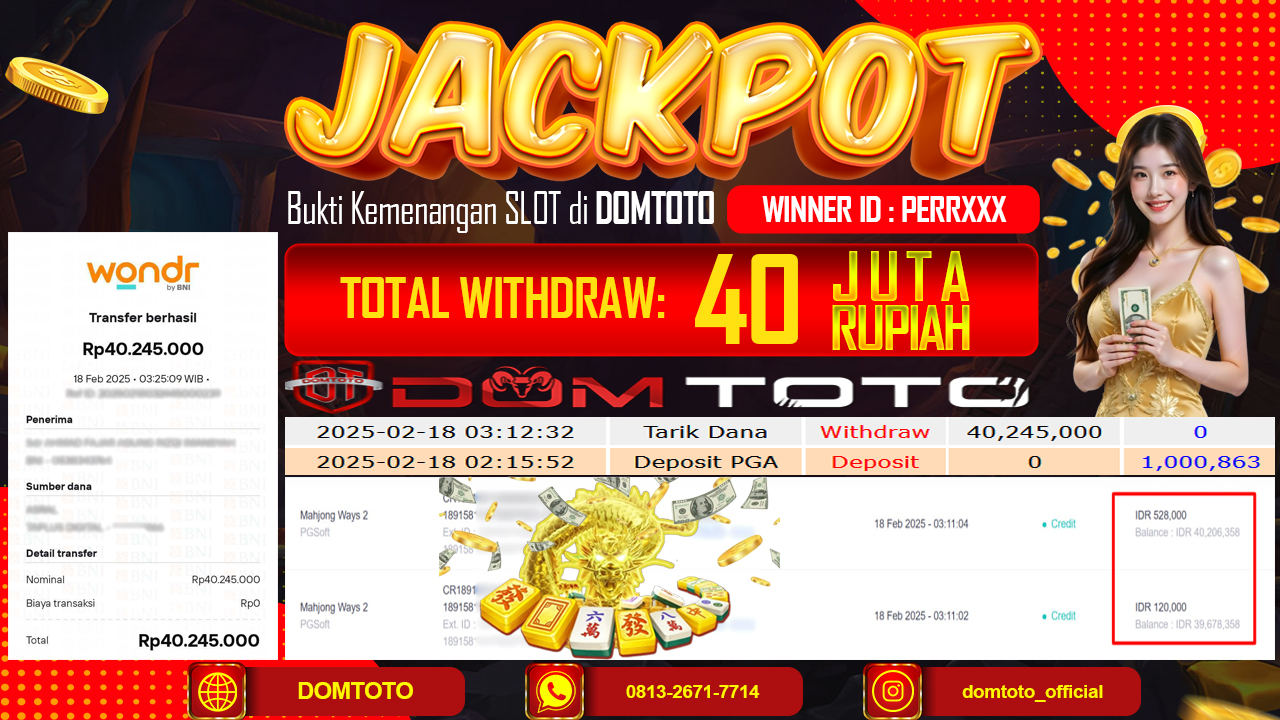 JACKPOT SLOT MAHJONG WAYS 2 18 FEBRUARI 2025